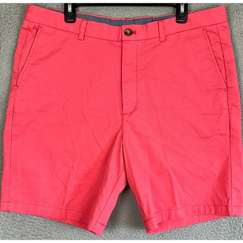 Vineyard Vines Breaker Shorts Mens 38 Coral Pink Khaki Chino Casual Stretch Logo